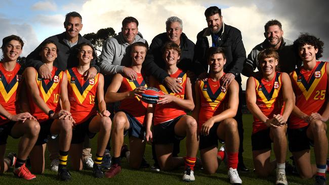 Scott Welsh (back, second from left) with his son Tyler (in front) and other sons of guns and their dads in 2022. Picture: Tricia Watkinson