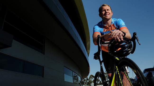 4/12/14. Midfield Development Coach for the Adelaide Crows, Ryan O'Keefe. He is a keen cyclist and is involved in the Bupa Challenge for the Tour Down Under. Pic Keryn Stevens