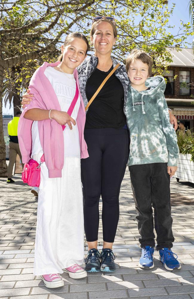 Claudia Hull, 12, Catriona Hull and Samuel Hull, 9, at CronullaFest at Cronulla on the 09/09/2023. Picture: Daily Telegraph/ Monique Harmer