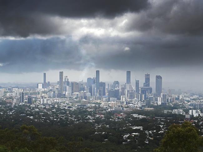 Weather’s coming: Recent threatening skies over Brisbane. Picture: NCA NewsWIRE / John Gass. Picture: NCA NewsWIRE / John Gass