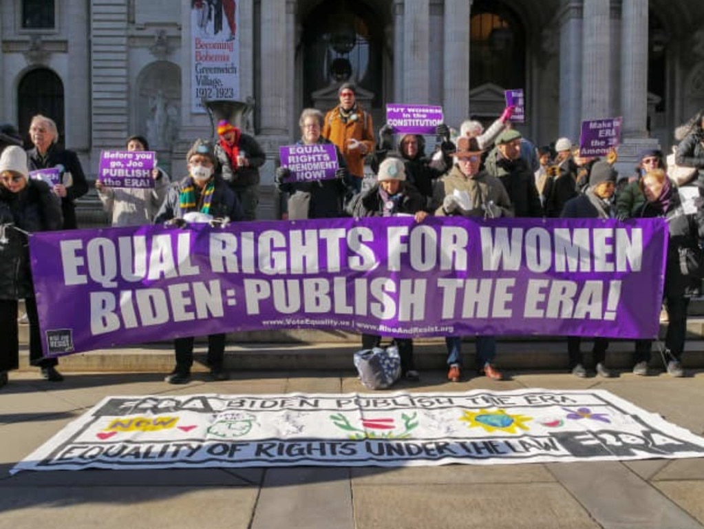 Supporters rallying last month in New York for the ERA to become the 28th Amendment. Picture: Milo Hess/Zuma Press/WSJ