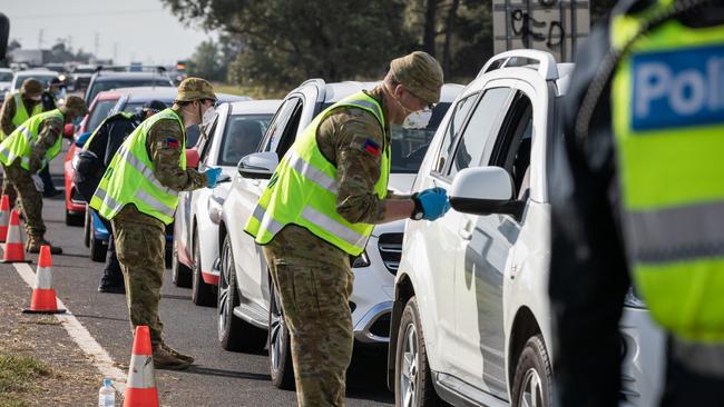 ADF reservists at a checkpoint in Little River.