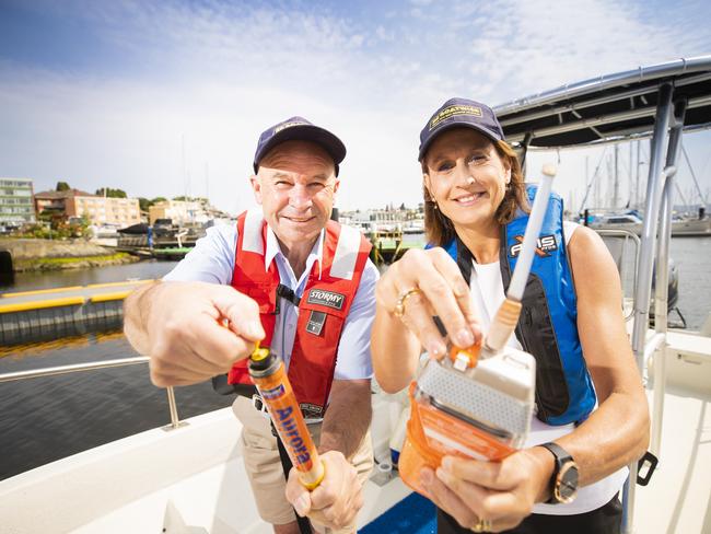 CHECK IT OUT: MAST general manager recreational boating Peter Hopkins and CEO Lia Morris launch the 30-second challenge campaign. Picture: RICHARD JUPE