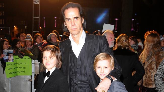 Nick Cave with his children Luke and Jethro. Picture: Getty Images