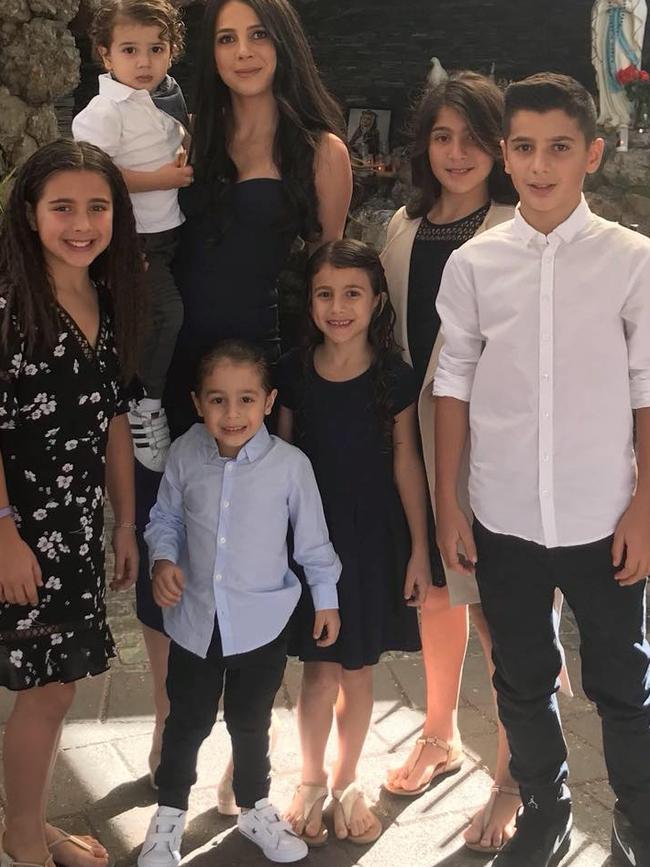 Antony Abdallah (far right), Angelina Abdallah (right) and sister Sienna Abdallah (middle) with their mum and siblings. Picture: Supplied