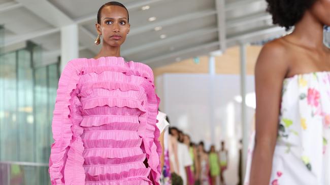 Models walk the runway during the Aje show during Afterpay Australian Fashion Week 2023 at the Sydney Modern Project on May 16, 2023 in Sydney, Australia. (Photo by Mackenzie Sweetnam/Getty Images for AAFW)