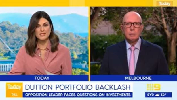 Meanwhile, Peter Dutton teed off at the PM during a breakfast interview, claiming Albanese’s leadership was “over”. Picture: Nine