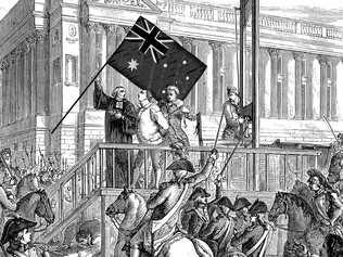 An illustration showing the execution by guillotine of King Louis XVI during the French Revolution. Picture: Anthony Baggett