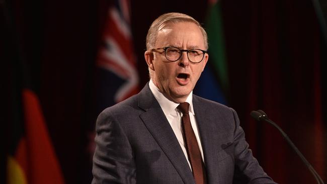 Becoming the favourite to win the next election has only caused long faces for Anthony Albanese and members of his Labor Party. Picture: Flavio Brancaleone