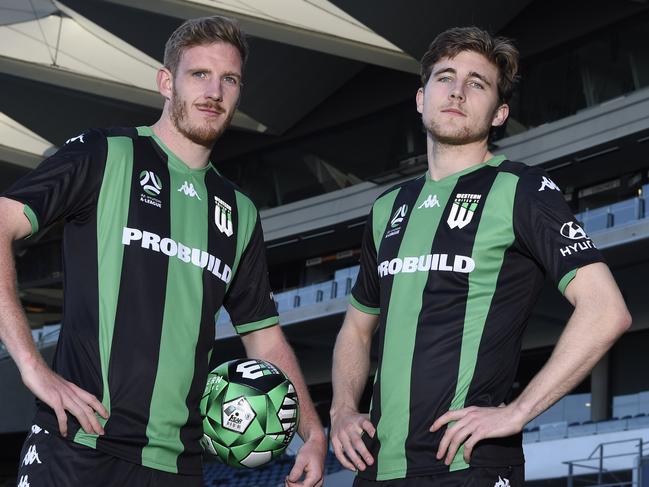 Western United signings Aaron Calver (left) and Max Burgess. Picture: Alan Barber