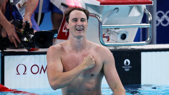 Cameron McEvoy celebrates after winning gold in the men’s 50m freestyle final. Picture: Maddie Meyer/Getty Images