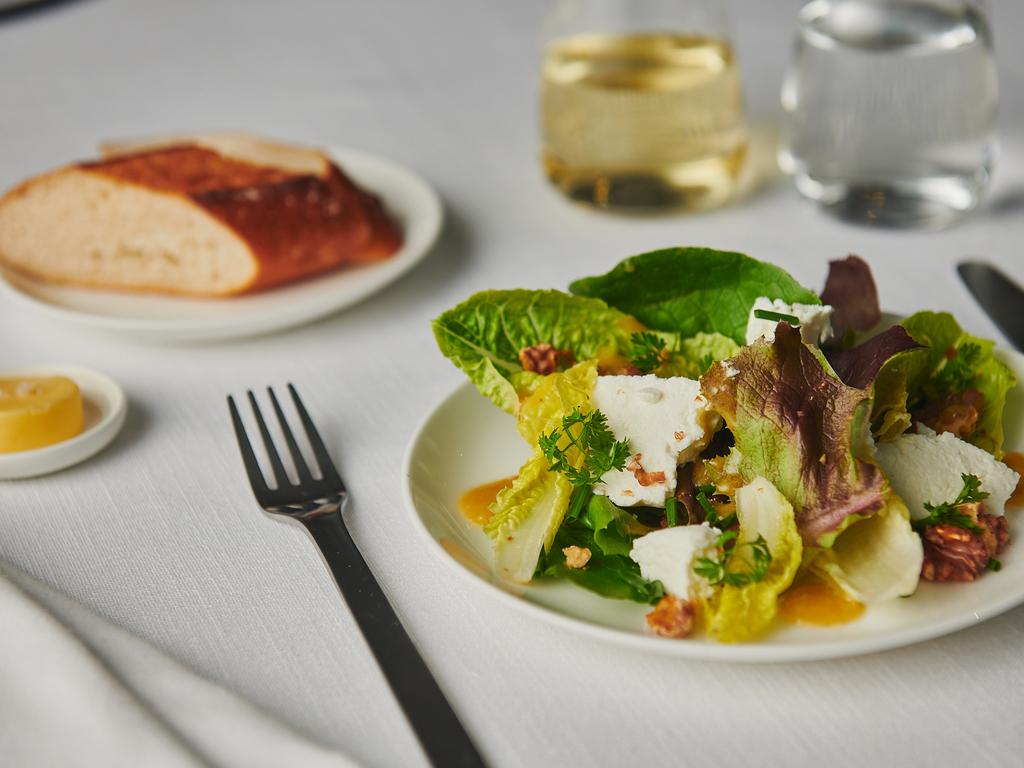 The goats cheese salad is a fresh and light offering on board.