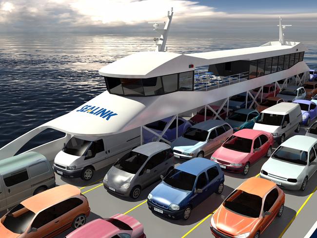 An artist’s impression of one of the new SeaLink ferries to ply the Kettering to Bruny Island route. Picture: SEALINK