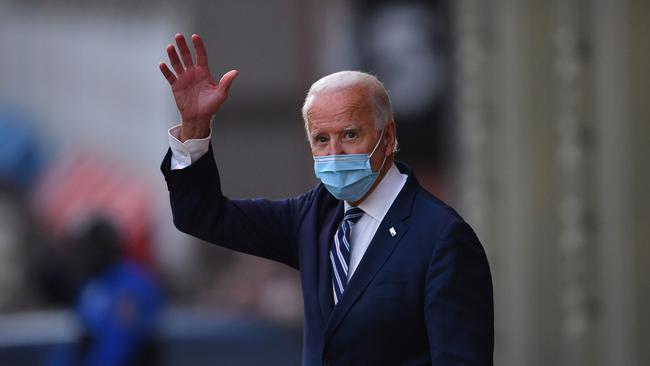 US President-elect Joe Biden waves as he leaves The Queen in Wilmington, Delaware, on Tuesday. Picture: AFP