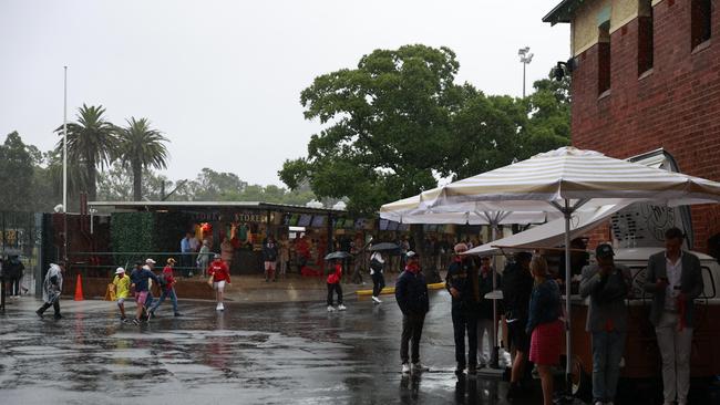 Rain has been hitting the SCG regularly throughout Friday. Picture: Tim Hunter.