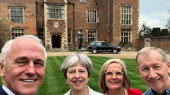 Malcolm Turnbull, Theresa May, Lucy Turnbull and Philip May at Chequers.