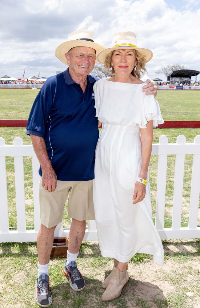 Gerry Harvey and Katie Page at the Magic Millions showjumping and polo. Picture by Luke Marsden.