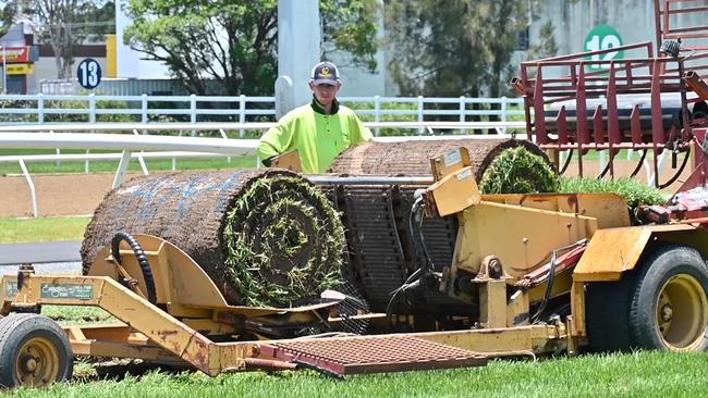 Workers at the track on Monday. Picture: Supplied.