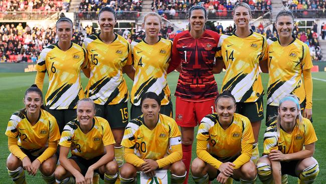 The Matildas before beating Chile 1-0 at Coopers Stadium in November. (Photo by Mark Brake/Getty Images)