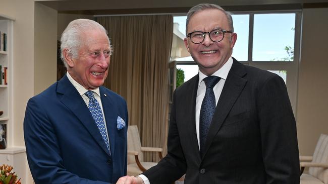 Britain’s King Charles III meets with Australian Prime Minister Anthony Albanese at Government House in Canberra, Monday, October 21st, 2024. Picture NewsWire / Pool / Saeed Khan
