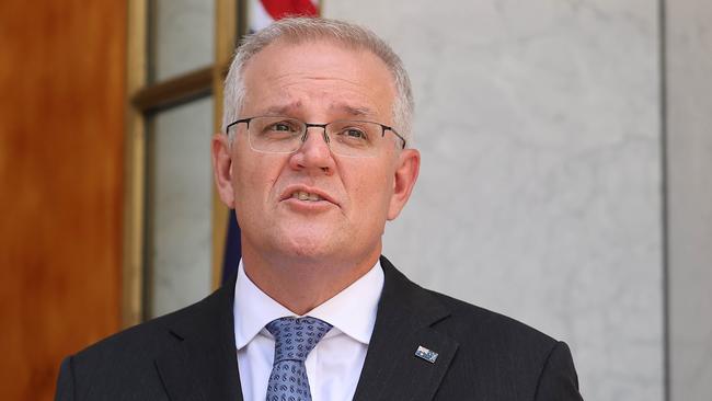 CANBERRA, AUSTRALIA NewsWire Photos FEBRUARY, 07 2022:  Prime Minister Scott Morrison spoke to media during a press conference at Parliament House in Canberra. Picture: NCA/Gary Ramage