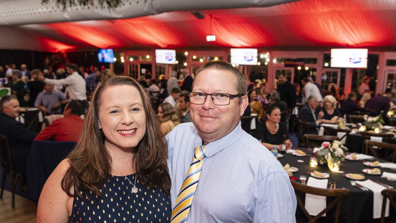 Shelley and Scott Nicholls at the Toowoomba Rugby League gala presentation night 2022 at Clive Berghofer Grande Atrium Clifford Park, Friday, September 9, 2022. Picture: Kevin Farmer