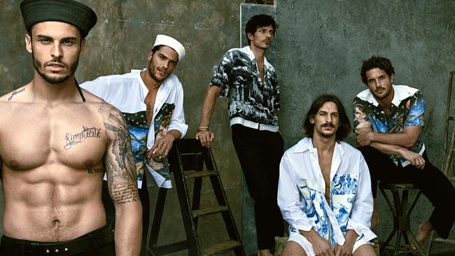 The star has been shot with Justice Joslin, Baptiste Giabiconi, Andres Velencoso and Aurelien Muller. Picture: Mariano Vivanco for GQ Australia