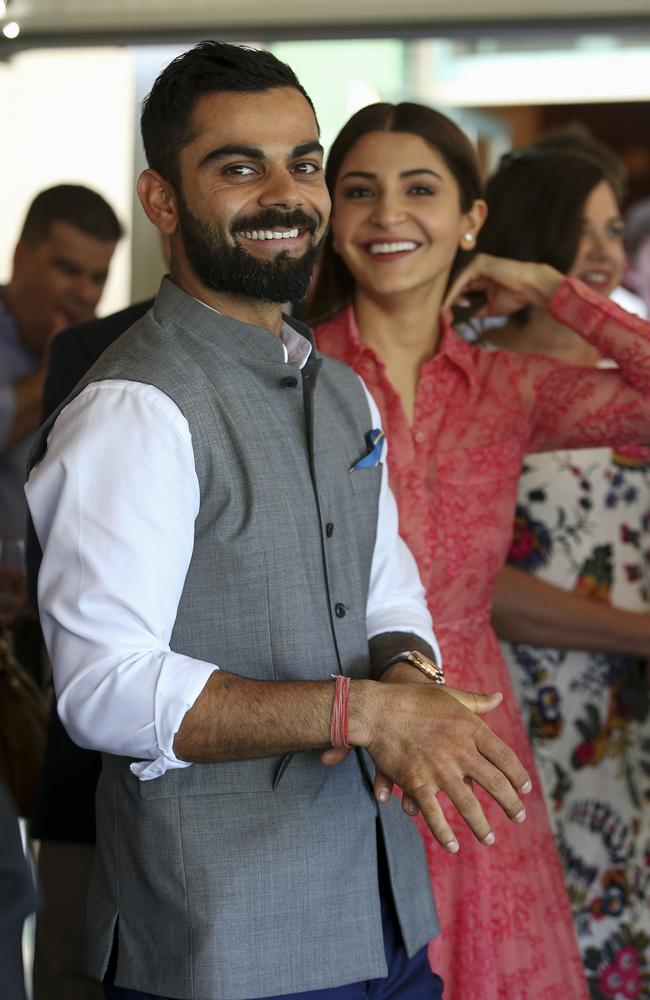 Indian captain Virat Kohli and his wife Anushka Sharma at the New Year’s Day Cricket Reception at Kirribilli House. Picture: Justin Lloyd