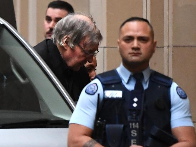 George Pell arrives at the Supreme Court of Victoria, Melbourne, Wednesday, August 21, 2019. Cardinal George Pell will today learn whether the Court of Appeal upholds or drops his conviction for sexually abusing two boys in the 1990s. (AAP Image/Julian Smith) NO ARCHIVING