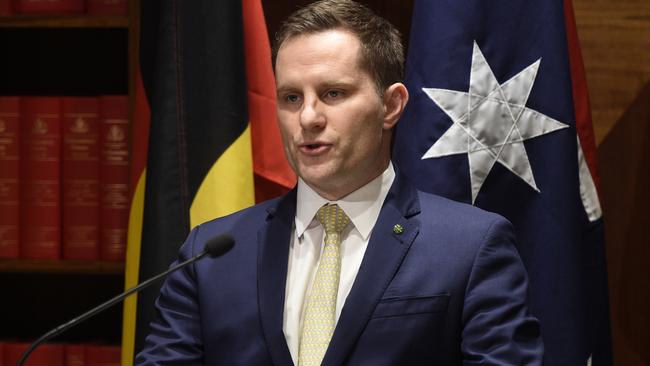 MELBOURNE, AUSTRALIA - NewsWire Photos MAY 13, 2022: Federal Immigration Minister Alex Hawke speaks at a media conference in Melbourne. Picture: NCA NewsWire / Andrew Henshaw