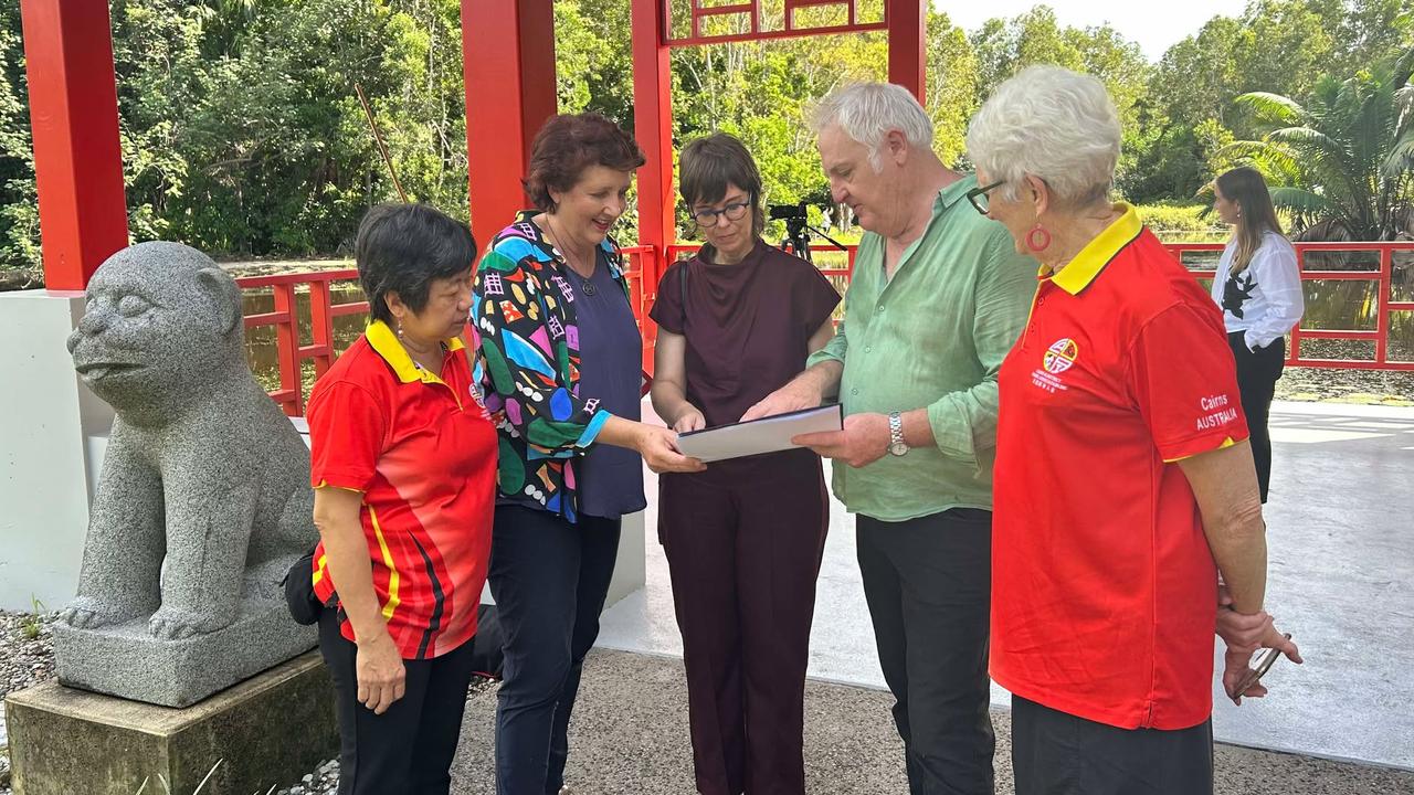 The plan to build a Cairns Chinese cultural centre was first proposed in the 1980s. After decades of fundraising and an injection of funds from the state government construction is due to start in late 2025. Lai Chu Chan, Fiona Simpson, Margarita Zorrilla, Roger Mainwood, Ann Kreger.