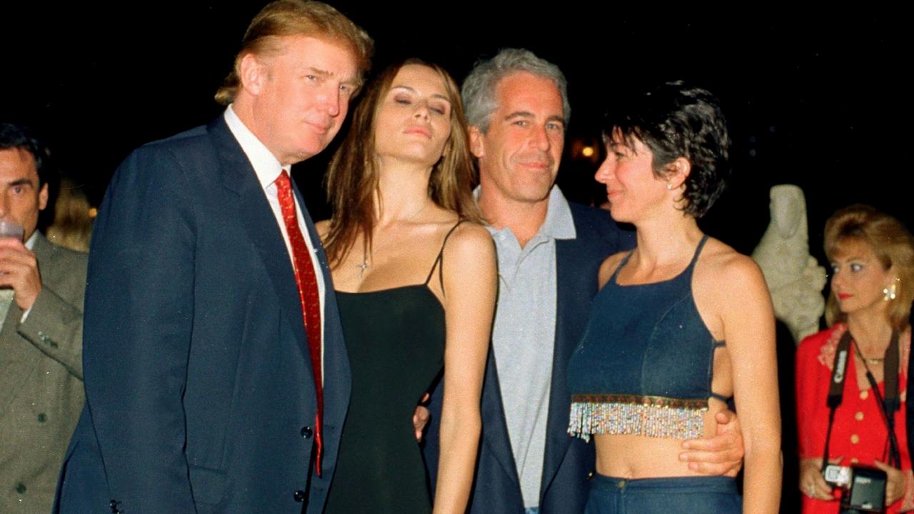 From left, Donald Trump and his then girlfriend Melania, Jeffrey Epstein, and British socialite Ghislaine Maxwell.