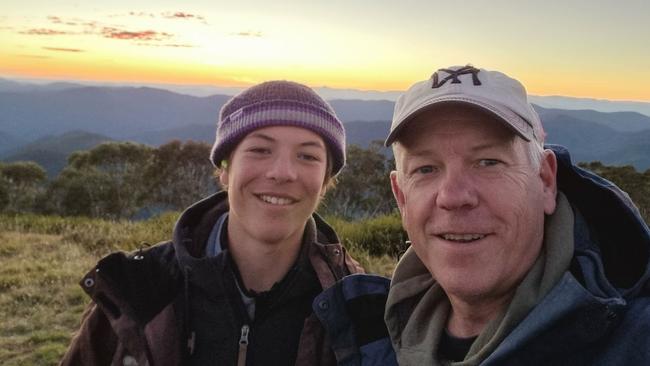 Charlie Stevens with his father, South Australian Police Commissioner Grant Stevens. Picture: Supplied