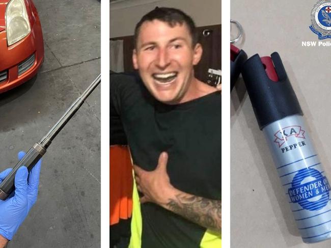 Gregory Peter Hart, 30, of Mannering Park, was stopped at Toukley in August 2024 and found with a variety of weapons including OC spray, extendable baton and a taser disguised as a torch. Picture 4x3: supplied