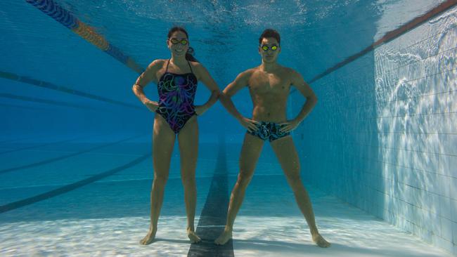 There's plenty of hype ahead of the Olympics for Darwin's young swimmers. Siblings Andrew and Rosanna Materazzo are pictured warming up at the Casuarina Pool. Picture: Che Chorley