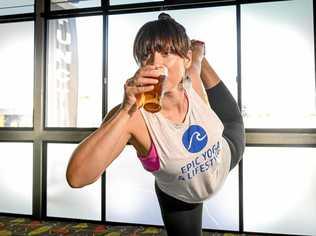 HEALTHY DRINKING: Luaun Fraser from Epic  is holding beer yoga classes in Gladstone on Sunday afternoons. Picture: Matt Taylor GLA070719YOGA