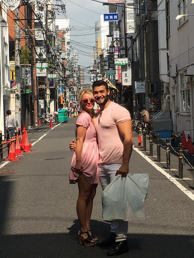 Britney Spears and boyfriend Sam are also contenders for committing the sin of couple dressing in Japan... 