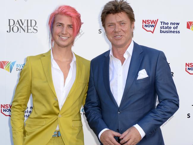 Christian Wilkins and TV presenter Richard Wilkins at the 2013 ARIA Awards. Picture: AAP Image/Dan Himbrechts