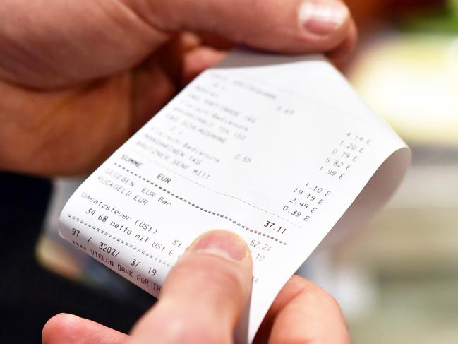 receipt after payment in the supermarket