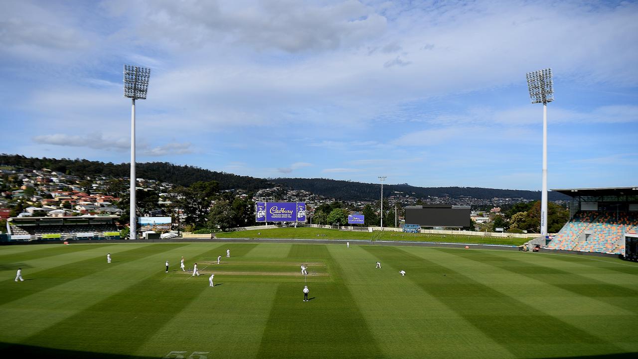 Hobart has picked its pitch in preparation for the historic Ashes Test. Picture: Steve Bell/Getty Images