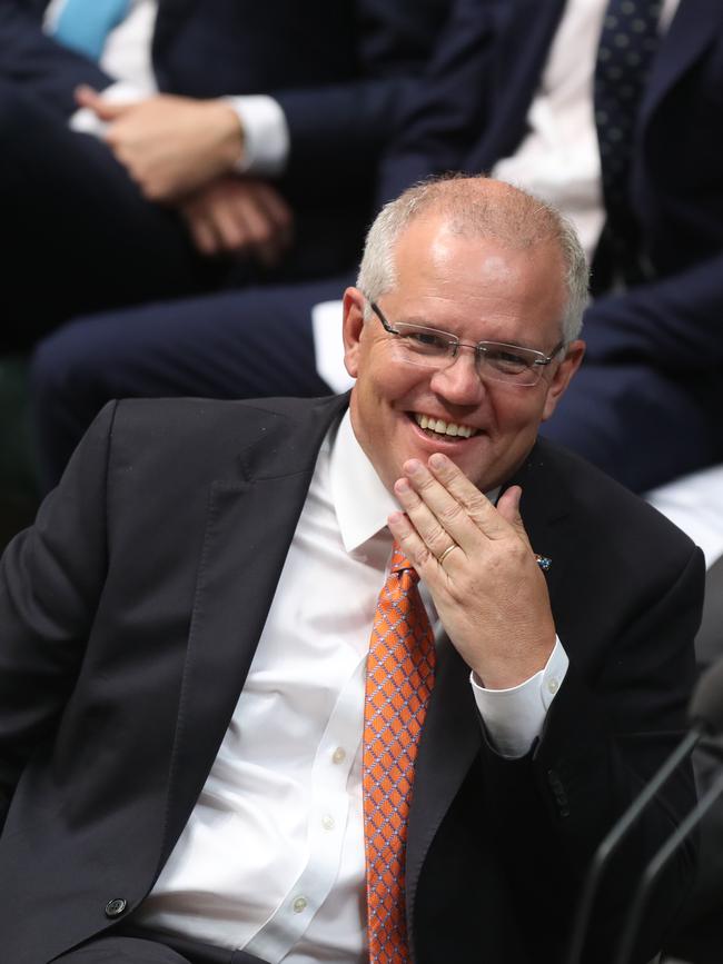 PM Scott Morrison during Question Time in the House of Representatives Chamber at Parliament House in Canberra. Picture Kym Smith