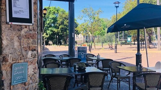 A photo of the outdoor dining area at Full Moon.