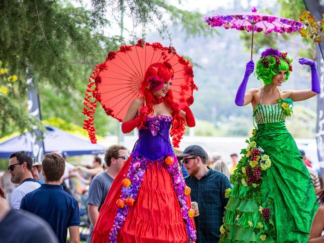 Street performers at the Stanthorpe Apple and Grape Harvest Festival, Queensland.