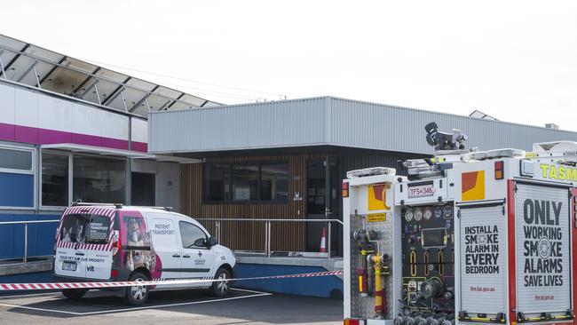 Fire at Tasmanian Veterinary Hospitals Bellerive. Picture: Caroline Tan