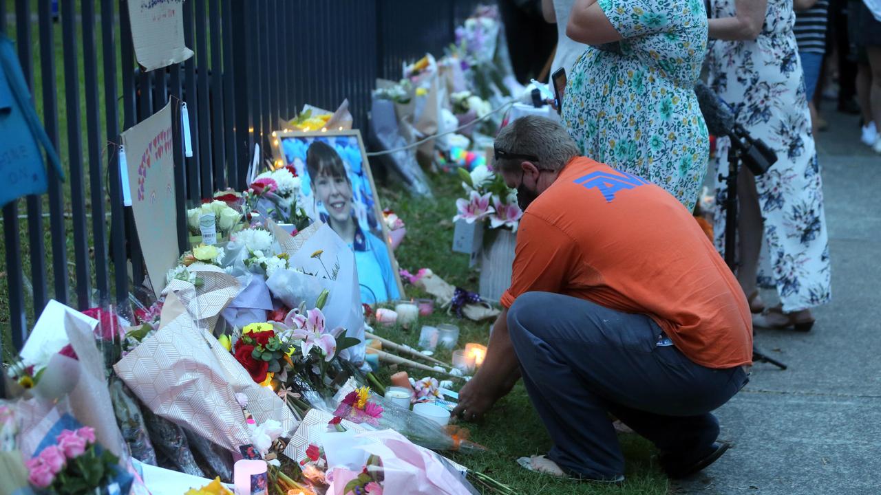 Flowers are laid for Charlise Mutten. Picture: NCA NewsWire / Richard Gosling