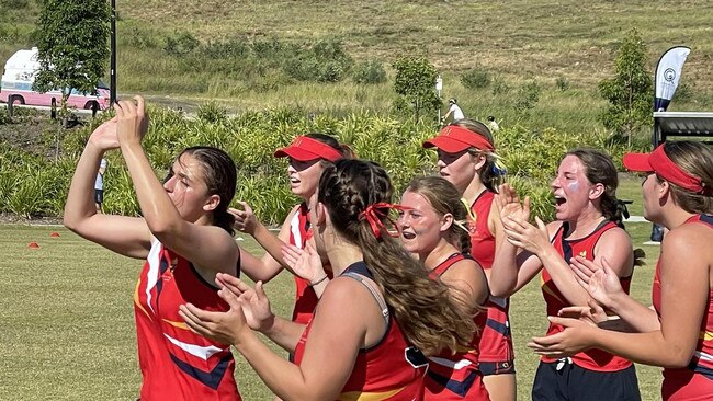 St Hilda's School senior girls celebrate a win earlier in the year.