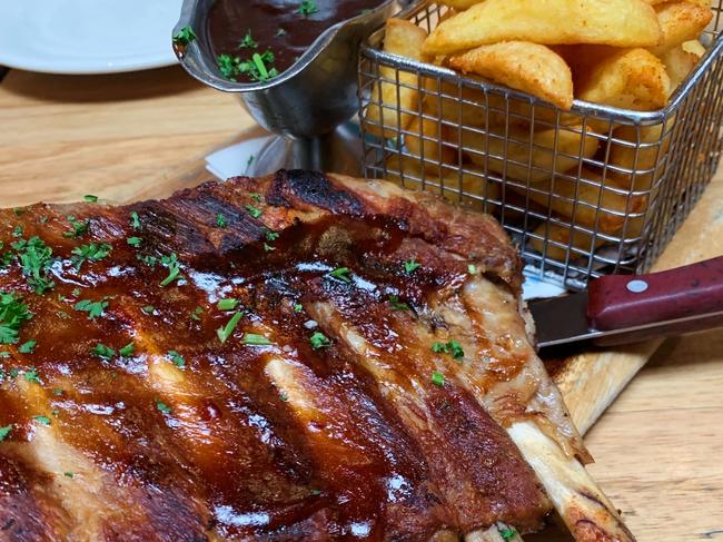 Hahndorf Inn’s pork ribs are saved by a sticky barbecue glaze