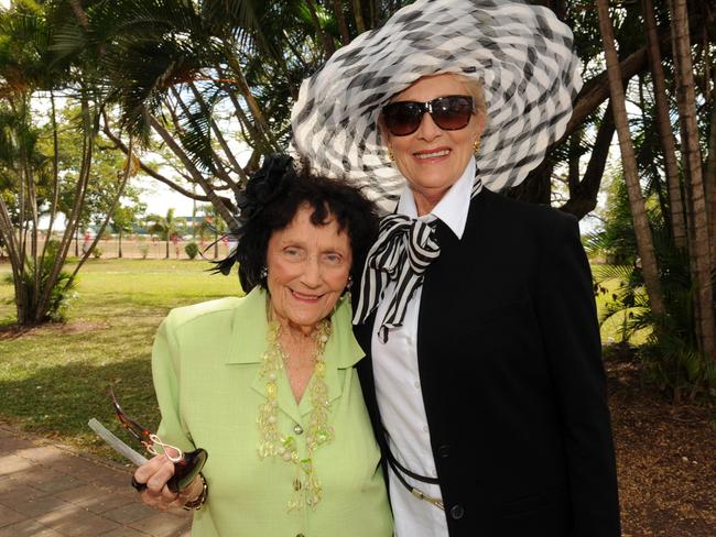 EYE Iona Bauch and Sharon Van Grinsven at the 2011 Townsville Ladies Day races held at the Cluden Race Track