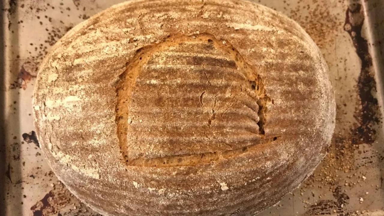 Seamus Blackley’s finished product: a crusty oval loaf. Picture: Maximilian Blackley