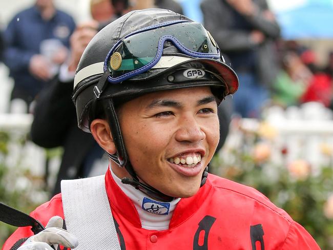 CHRISTCHURCH, NEW ZEALAND - NOVEMBER 12: Jockey Racha Cuneen riding no 1 La Diosa is all smiles after winning race 7 44th NZ 1000 Guineas during New Zealand Cup Day at Riccarton Park Racecourse on November 12, 2016 in Christchurch, New Zealand. (Photo by Martin Hunter/Getty Images)